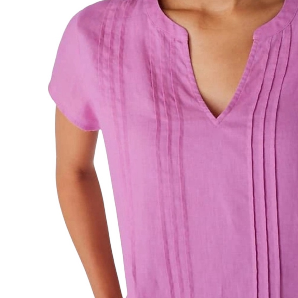 J. Jill Love Linen Pintucked Linen Shift  Dress Lavender Camilla Pink Size XS - Picture 4 of 15